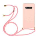 For Galaxy S10 Wheat Straw Material + TPU Protective Case with Lanyard(Pink) - 1