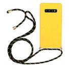 For Galaxy S10 Plus Wheat Straw Material + TPU Protective Case with Lanyard(Yellow) - 1