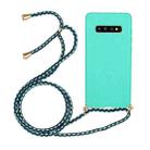 For Galaxy S10 Plus Wheat Straw Material + TPU Protective Case with Lanyard(Green) - 1