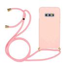 For Galaxy S10e Wheat Straw Material + TPU Protective Case with Lanyard(Pink) - 1