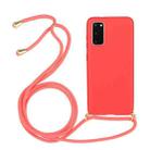 For Galaxy S20 Wheat Straw Material + TPU Protective Case with Lanyard(Red) - 1