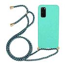 For Galaxy S20 Wheat Straw Material + TPU Protective Case with Lanyard(Green) - 1