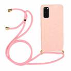 For Galaxy S20 Wheat Straw Material + TPU Protective Case with Lanyard(Pink) - 1