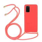 For Galaxy S20 Plus Wheat Straw Material + TPU Protective Case with Lanyard(Red) - 1