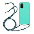 For Galaxy S20 Plus Wheat Straw Material + TPU Protective Case with Lanyard(Green) - 1