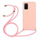 For Galaxy S20 Plus Wheat Straw Material + TPU Protective Case with Lanyard(Pink) - 1