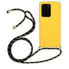 For Galaxy S20 Ultra Wheat Straw Material + TPU Protective Case with Lanyard(Yellow) - 1