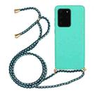 For Galaxy S20 Ultra Wheat Straw Material + TPU Protective Case with Lanyard(Green) - 1
