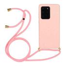 For Galaxy S20 Ultra Wheat Straw Material + TPU Protective Case with Lanyard(Pink) - 1