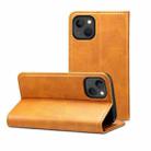 For iPhone 14 Plus Calf Texture Horizontal Flip Leather Phone Case (Khaki) - 1