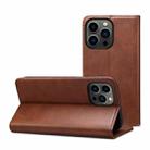 For iPhone 14 Pro Calf Texture Horizontal Flip Leather Phone Case(Brown) - 1