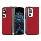 For OPPO Find N Shockproof Crocodile Texture PC + PU Case(Red) - 1