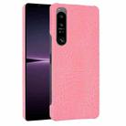 For Sony Xperia 1 IV Shockproof Crocodile Texture PC + PU Case(Pink) - 1