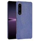 For Sony Xperia 1 IV Shockproof Crocodile Texture PC + PU Case(Blue) - 1