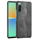 For Sony Xperia 10 IV Shockproof Crocodile Texture PC + PU Case(Black) - 1