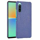 For Sony Xperia 10 IV Shockproof Crocodile Texture PC + PU Case(Blue) - 1