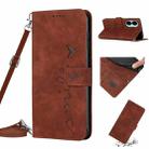 For Tecno Camon 19 Skin Feel Heart Pattern Leather Phone Case with Lanyard(Brown) - 1