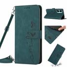 For Tecno Camon 19 Skin Feel Heart Pattern Leather Phone Case with Lanyard(Green) - 1