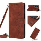 For Tecno Camon 19 Pro 5G Skin Feel Heart Pattern Leather Phone Case with Lanyard(Brown) - 1