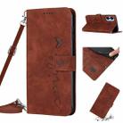 For Tecno Spark 9 Pro Skin Feel Heart Pattern Leather Phone Case with Lanyard(Brown) - 1