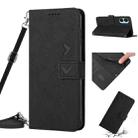 For Tecno Spark 9 Pro Skin Feel Heart Pattern Leather Phone Case with Lanyard(Black) - 1