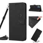 For Tecno Spark 9T Skin Feel Heart Pattern Leather Phone Case with Lanyard(Black) - 1