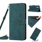 For Tecno Spark 9T Skin Feel Heart Pattern Leather Phone Case with Lanyard(Green) - 1