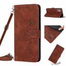 For Tecno Pova 3 Skin Feel Heart Pattern Leather Phone Case with Lanyard(Brown) - 1