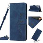 For Tecno Pova 3 Skin Feel Heart Pattern Leather Phone Case with Lanyard(Blue) - 1