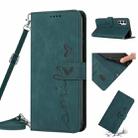 For Tecno Pova 3 Skin Feel Heart Pattern Leather Phone Case with Lanyard(Green) - 1