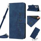 For Infinix Hot 12 Play Skin Feel Heart Pattern Leather Phone Case with Lanyard(Blue) - 1