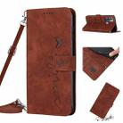 For Infinix Hot 12i Skin Feel Heart Pattern Leather Phone Case with Lanyard(Brown) - 1