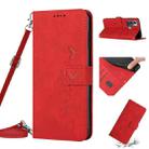 For Infinix Hot 12i Skin Feel Heart Pattern Leather Phone Case with Lanyard(Red) - 1