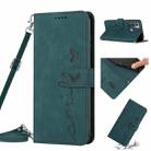 For Infinix Hot 12i Skin Feel Heart Pattern Leather Phone Case with Lanyard(Green) - 1