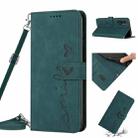 For Infinix Hot 12 Skin Feel Heart Pattern Leather Phone Case with Lanyard(Green) - 1