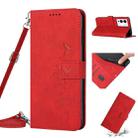 For Infinix Note 12/12 Pro Skin Feel Heart Pattern Leather Phone Case with Lanyard(Red) - 1