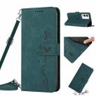 For Infinix Note 12/12 Pro Skin Feel Heart Pattern Leather Phone Case with Lanyard(Green) - 1
