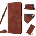 For Infinix Smart 6 Plus Skin Feel Heart Pattern Leather Phone Case with Lanyard(Brown) - 1