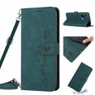 For Infinix Smart 6 Plus Skin Feel Heart Pattern Leather Phone Case with Lanyard(Green) - 1