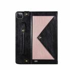 For iPad Pro 12.9 2021 / 2020 Envelope Color Matching Horizontal Flip PU Leather Tablet Case with Card Slots & Pen Slots & Holder & Wallet & Photo Frame & Shoulder Strap(Black + Rose Gold) - 2