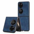 For Huawei P50 Pocket Sewing Cow Pattern Skin PC + PU + TPU Case(Blue) - 1