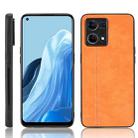 For OPPO Reno7 4G Sewing Cow Pattern Skin PC + PU + TPU Case(Orange) - 1