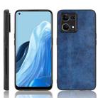 For OPPO Reno7 4G Sewing Cow Pattern Skin PC + PU + TPU Case(Blue) - 1