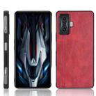 For Xiaomi Redmi K50 Gaming Sewing Cow Pattern Skin PC + PU + TPU Case(Red) - 1