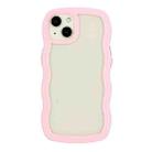 For iPhone 14 Candy Color Wave TPU Clear PC Phone Case(Pink) - 1