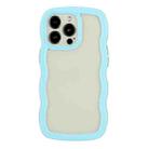 For iPhone 15 Pro Max Candy Color Wave TPU Clear PC Phone Case(Blue) - 1