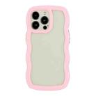 For iPhone 15 Pro Candy Color Wave TPU Clear PC Phone Case(Pink) - 1