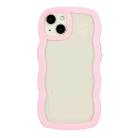 For iPhone 15 Plus Candy Color Wave TPU Clear PC Phone Case(Pink) - 1
