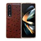 For Samsung Galaxy Z Fold4 5G Genuine Leather Ostrich Texture Nano Plating Phone Case(Coffee) - 1