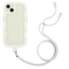 For iPhone 14 Lanyard Candy Color Wave TPU Clear PC Phone Case(White) - 1